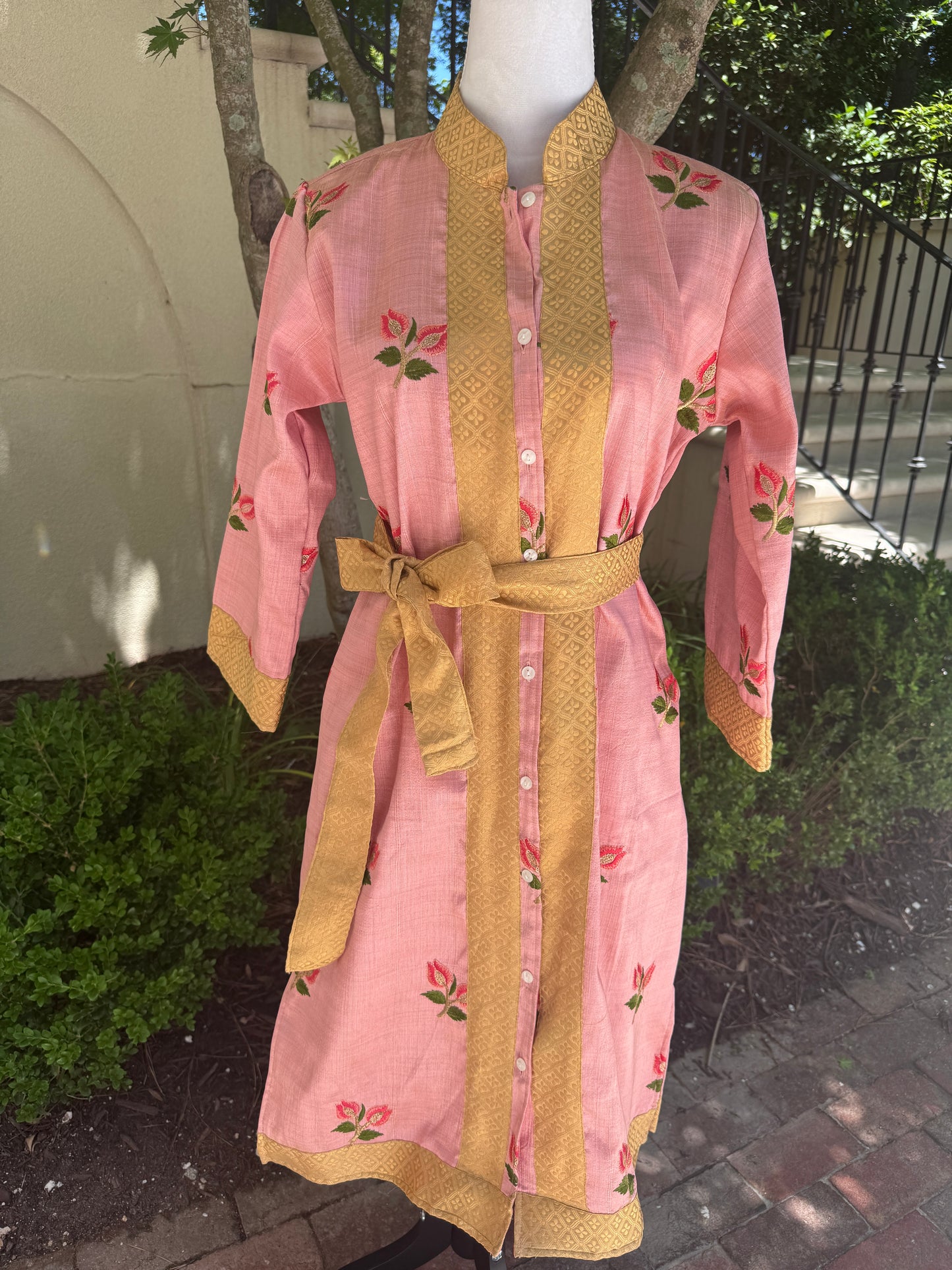 Gold trimmed long dress