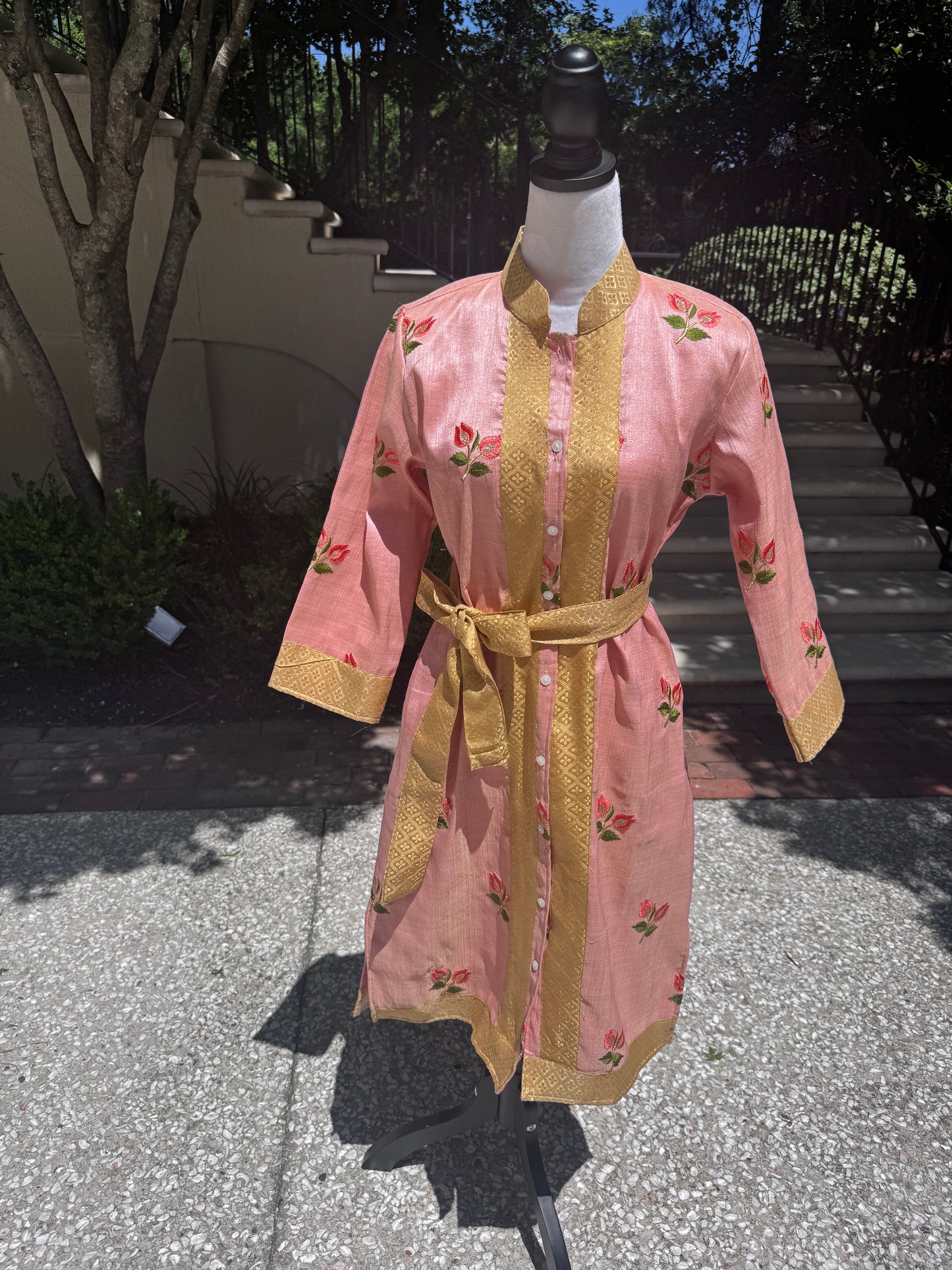Gold trimmed long dress