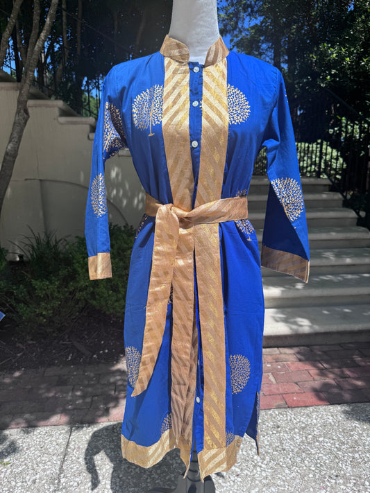 Gold trimmed long dress