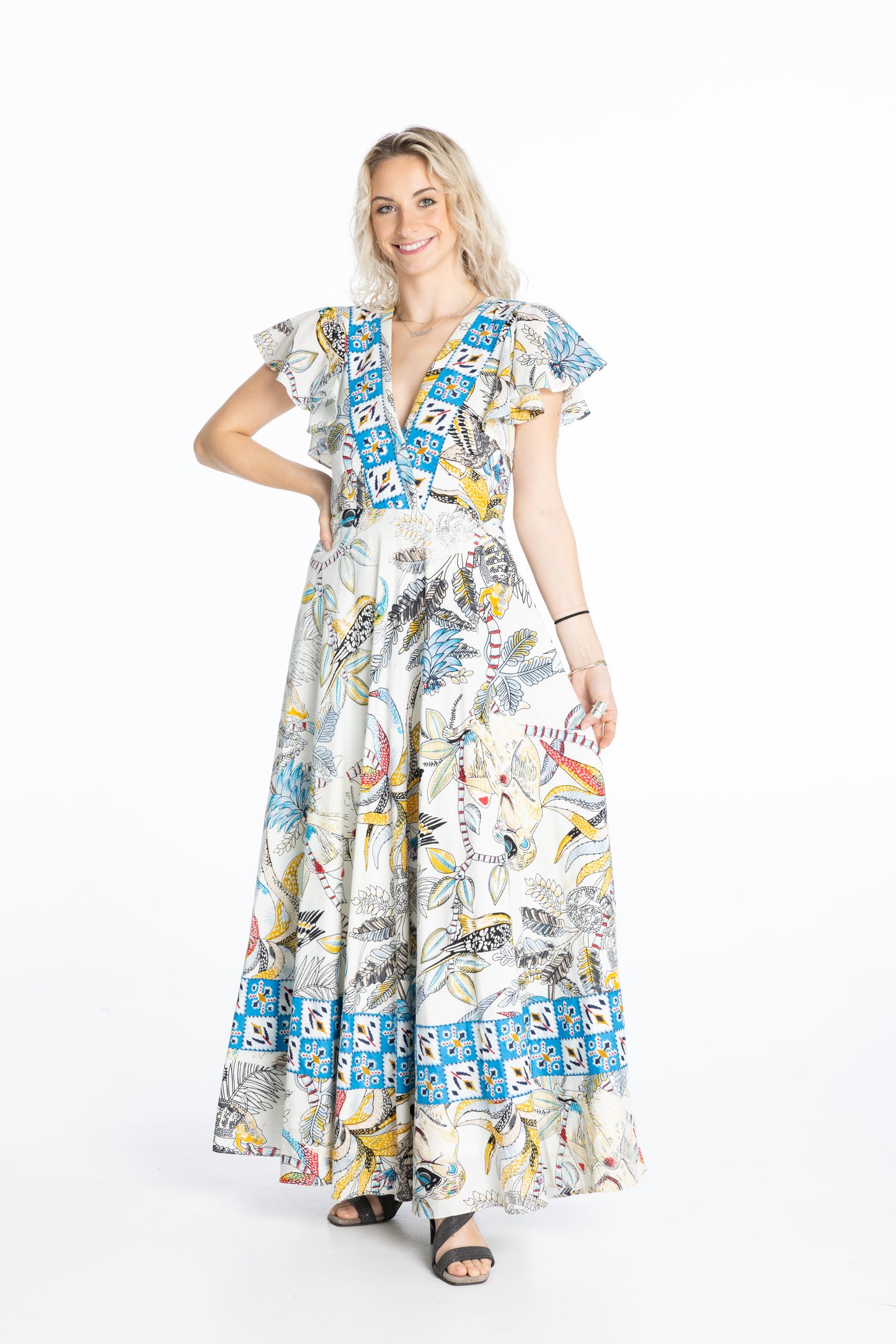 Short-Sleeve White Monkey Dress