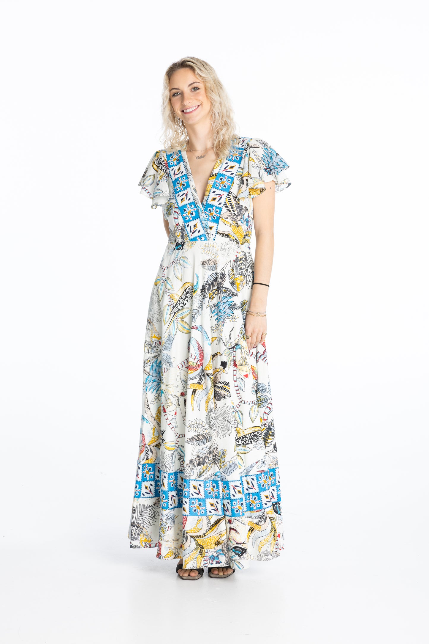 Short-Sleeve White Monkey Dress