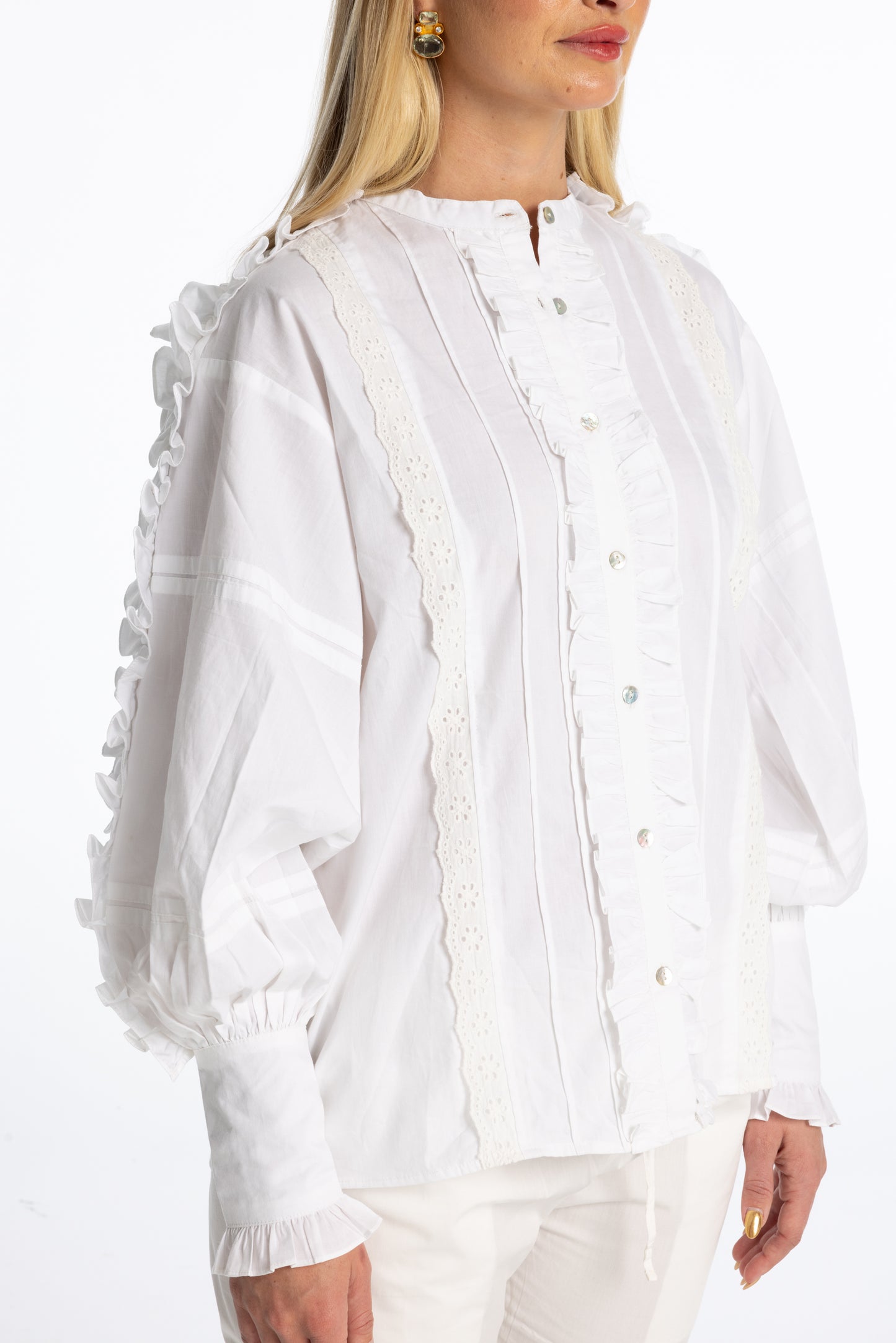 White Puffy Sleeve Shirt