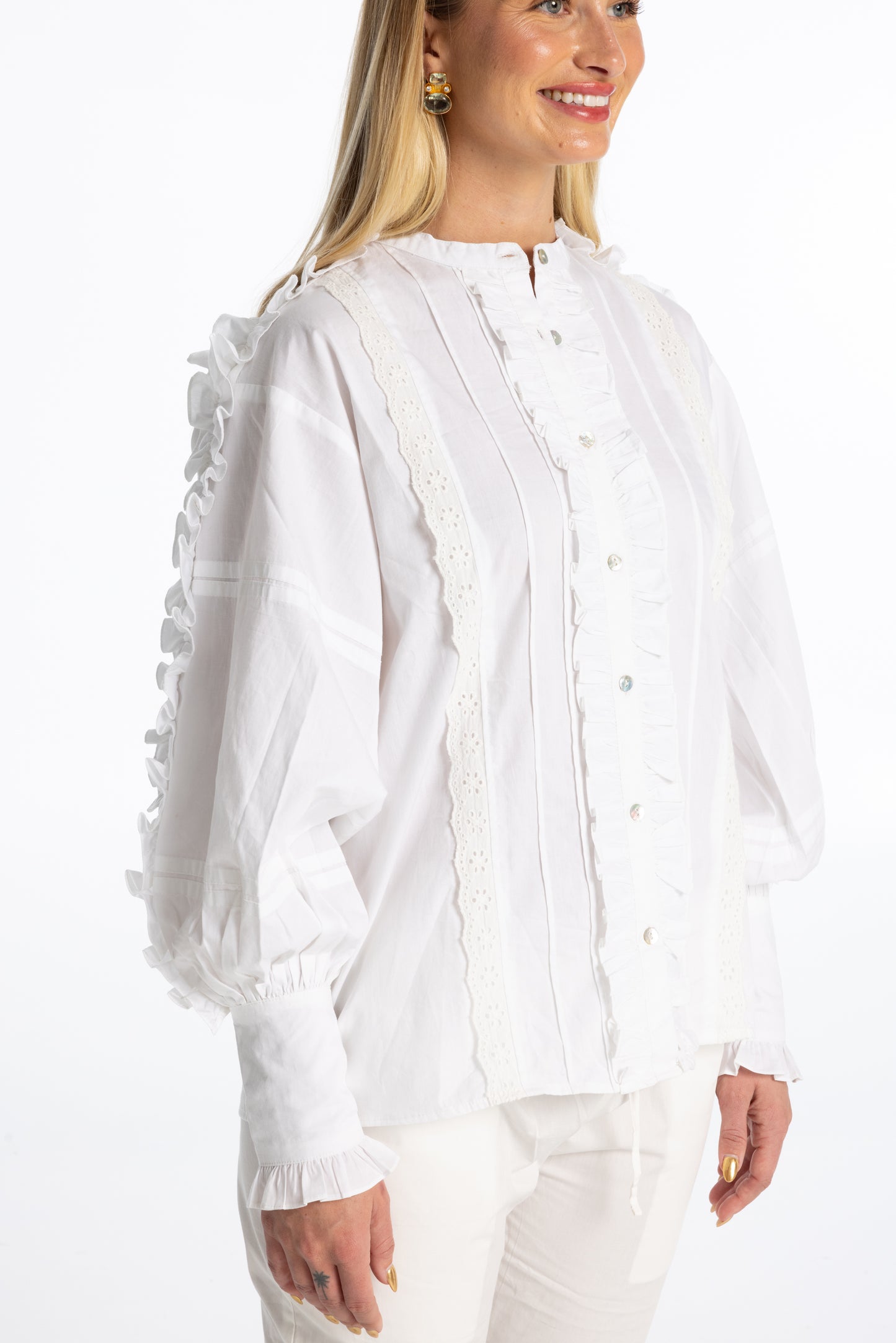 White Puffy Sleeve Shirt